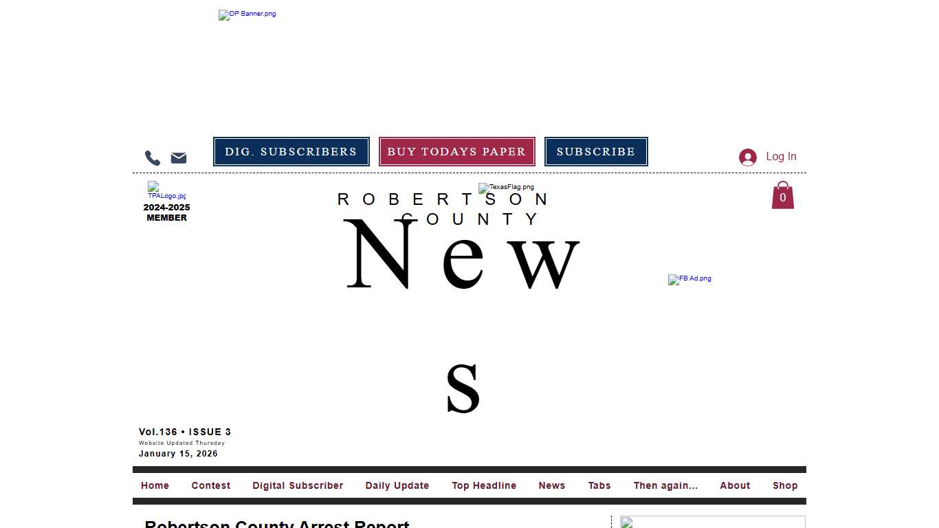 Jail Log | Robertson County News